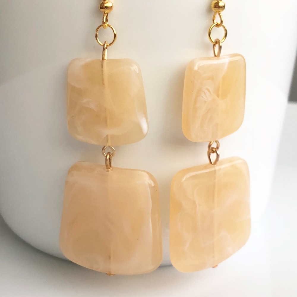 NEW "Temple" Acrylic Square Earrings (yellow) - Picture 5 of 8